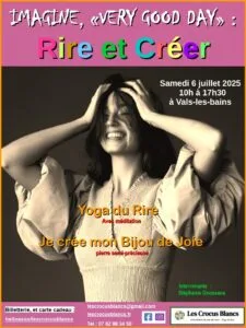 affiche stage rire et créer yoga du rire et création de bijou, Événements bien-être : yoga du rire, danse, bijoux,...